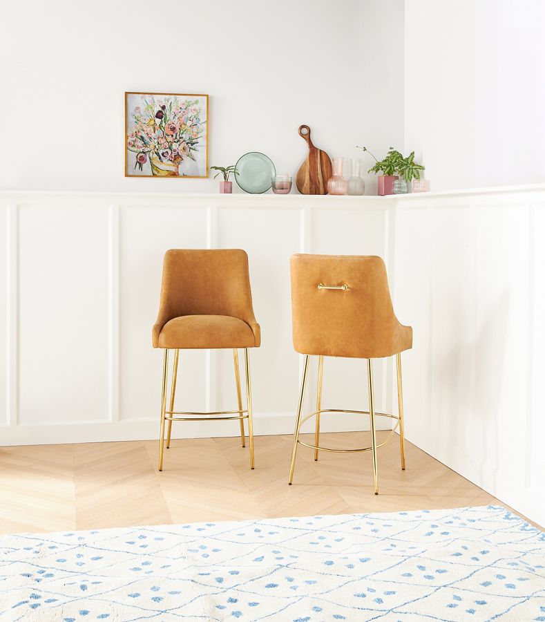 Elowen Leather Counter Stool Anthropologie