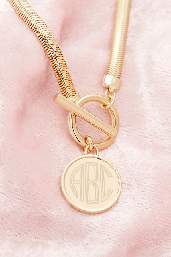 Slide View: 3: Brook & York Custom Monogram Herringbone Toggle Necklace