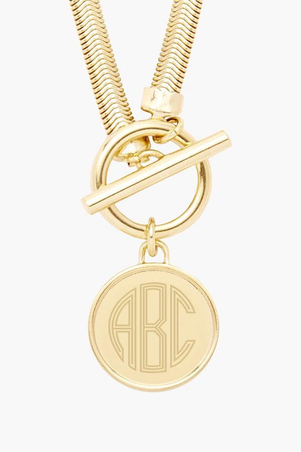 Slide View: 1: Brook & York Custom Monogram Herringbone Toggle Necklace