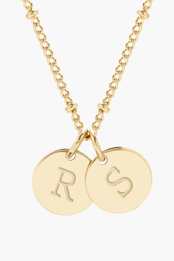 Slide View: 1: Brook & York Custom Two Initial Gold Filled Disc Necklace