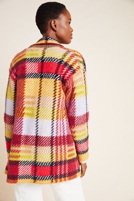 anthropologie plaid sweater coat