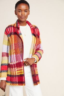 anthropologie plaid sweater coat