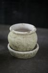 Thumbnail View 9: Earth Fired Clay White Curve Pots + Saucers, 3 Sizes Set