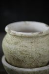 Thumbnail View 10: Earth Fired Clay White Curve Pots + Saucers, 3 Sizes Set