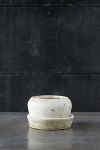 Thumbnail View 4: Earth Fired Clay White Curve Pots + Saucers, 2 Sizes Set