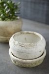 Thumbnail View 5: Earth Fired Clay White Curve Pots + Saucers, 2 Sizes Set