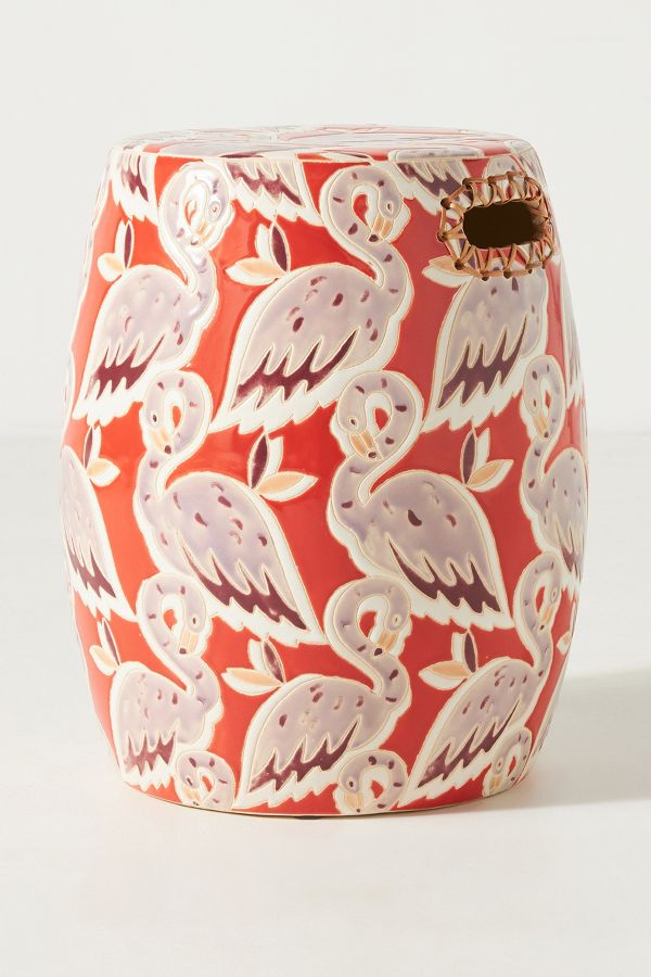 Slide View: 1: Flamingos Ceramic Side Table