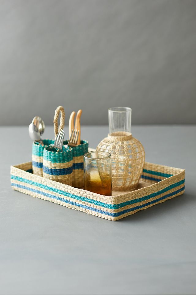 Striped Seagrass Serving Tray Anthropologie