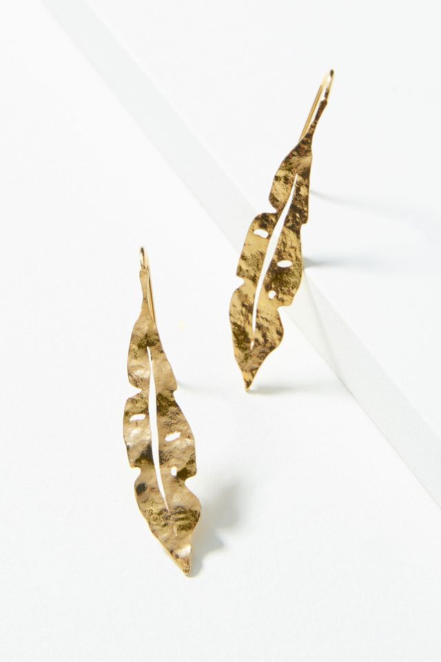 Golden Leaf Drop Earrings Anthropologie