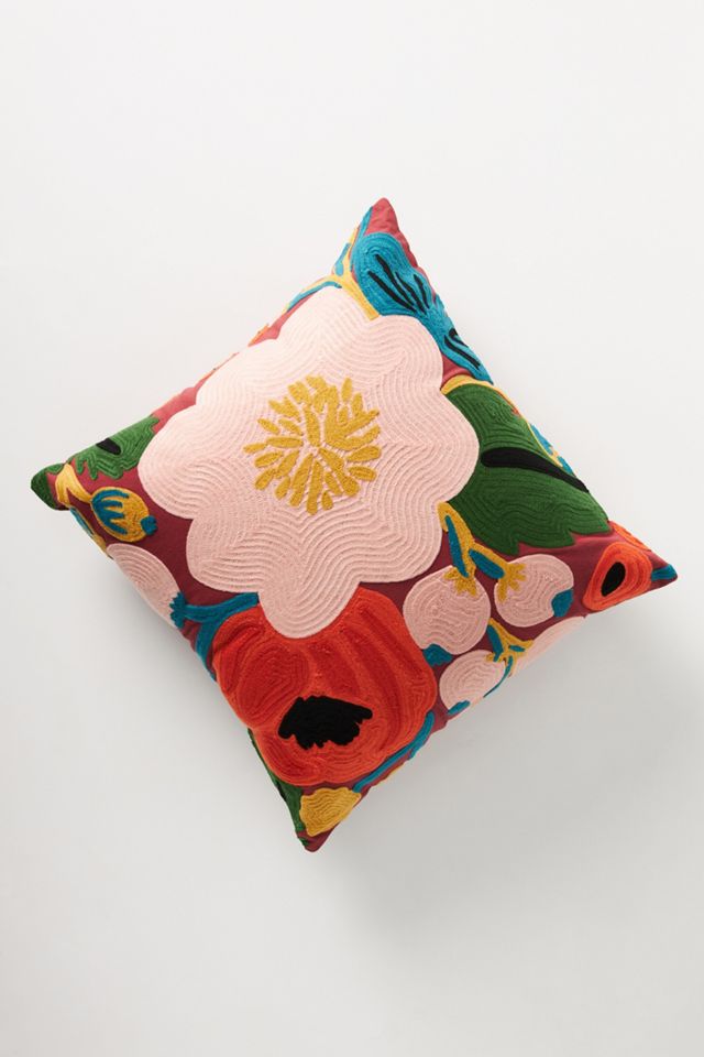 Rifle Paper Co. x Loloi Embroidered Blossoms Pillow Anthropologie