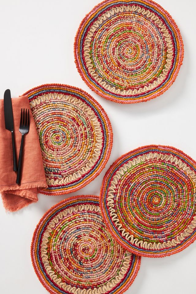 Rainbow Raffia Placemats, Set of 4 Anthropologie