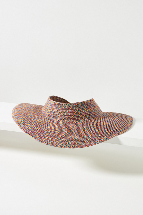 Woven Rollup Patterned Straw Visor Anthropologie UK