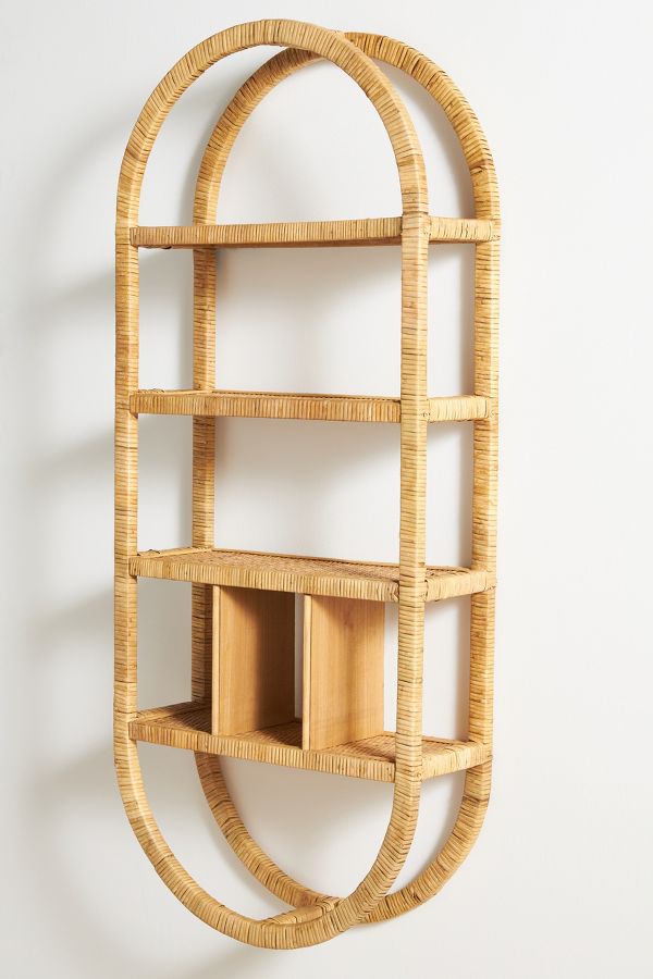 Slide View: 3: Selena Rattan Shelving Unit