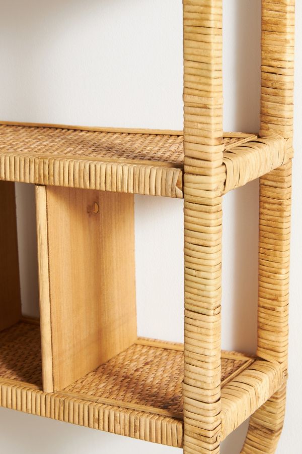 Slide View: 4: Selena Rattan Shelving Unit