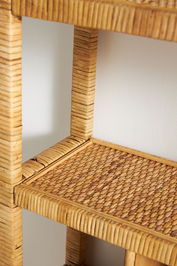 Slide View: 5: Selena Rattan Shelving Unit