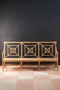 Slide View: 2: Fretwork Teak Three-Seat Garden Bench