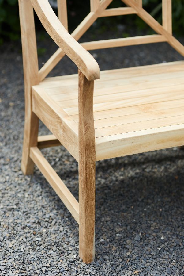 Slide View: 3: Fretwork Teak Two-Seat Garden Bench