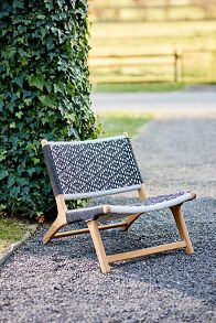 Slide View: 1: Havana Wicker + Teak Armless Chair, Black and White Diamond