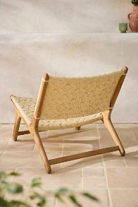 Slide View: 7: Havana Wicker + Teak Armless Chair, Neutral Diamond