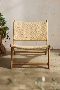 Slide View: 4: Havana Wicker + Teak Armless Chair, Neutral Diamond