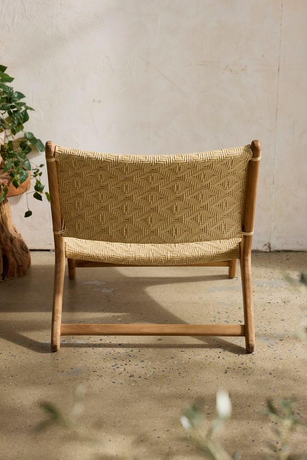 Slide View: 5: Havana Wicker + Teak Armless Chair, Neutral Diamond