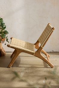 Slide View: 6: Havana Wicker + Teak Armless Chair, Neutral Diamond