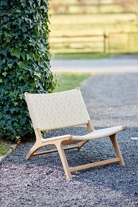 Slide View: 1: Havana Wicker + Teak Armless Chair, Neutral Diamond