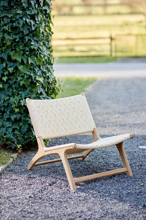 Slide View: 3: Havana Wicker + Teak Armless Chair, Neutral Diamond