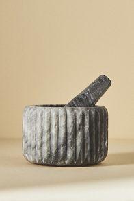 Slide View: 1: Marble Mortar and Pestle Set