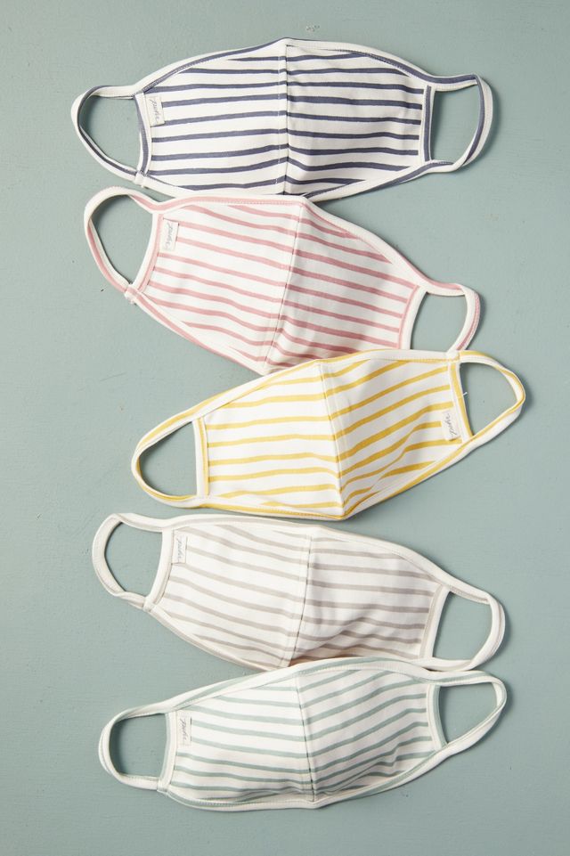 Striped Cotton Adult Size Face Masks, Set of 5 | Anthropologie