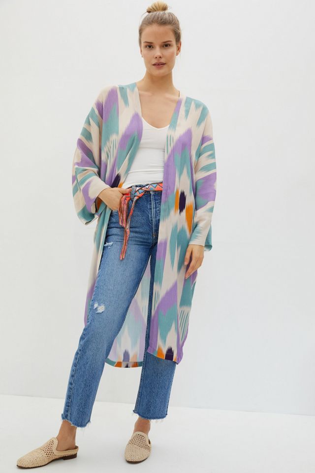 Grey Flower Watercolor Kimono main image 0
