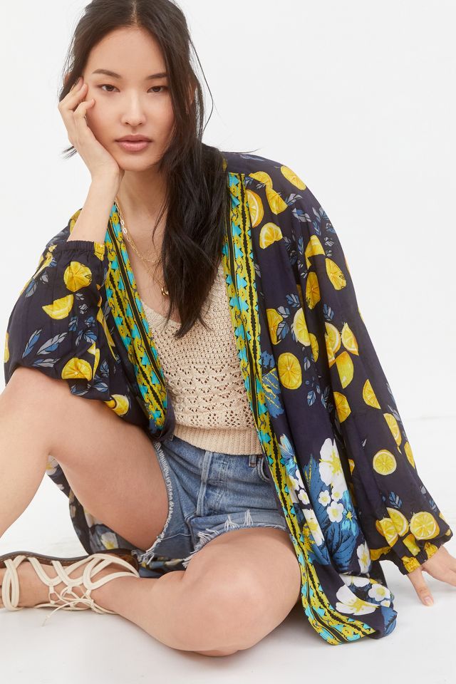 Contrast-Trimmed Cocoon Kimono | Anthropologie