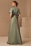 Thumbnail View 2: BHLDN Leila Deep-V Flutter-Sleeve Satin A-Line Gown