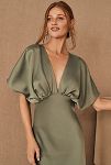 Thumbnail View 3: BHLDN Leila Deep-V Flutter-Sleeve Satin A-Line Gown