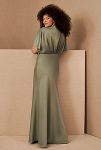 Thumbnail View 5: BHLDN Leila Deep-V Flutter-Sleeve Satin A-Line Gown