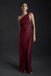 Thumbnail View 1: BHLDN Dylan One-Shoulder Satin Side-Slit Gown