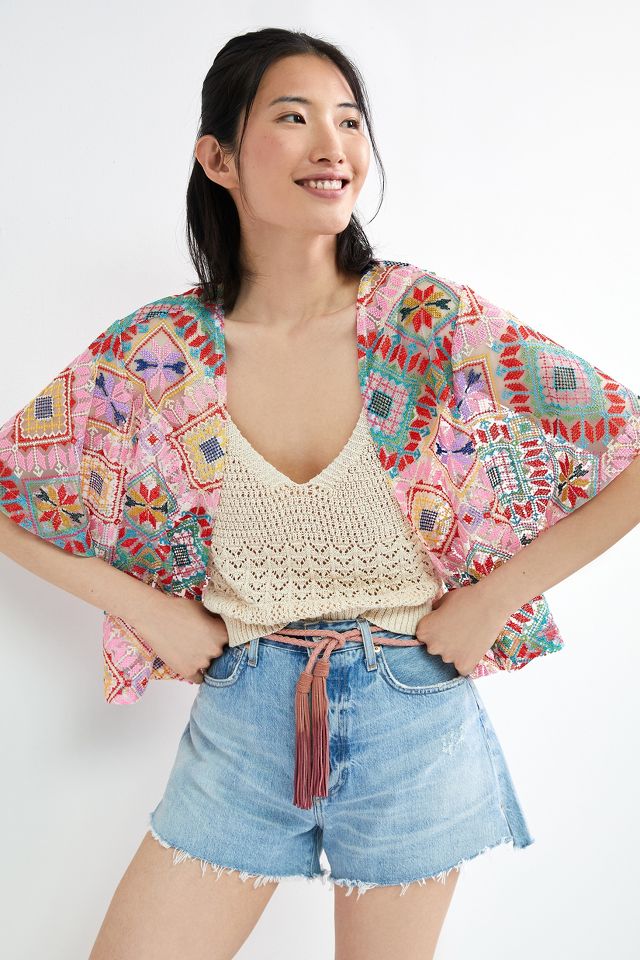 Mosaic Cropped Kimono | Anthropologie