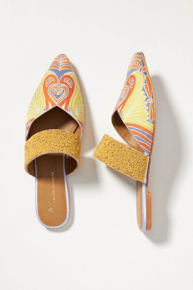 beaded mules flats