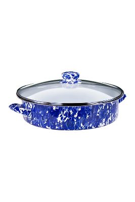 Golden Rabbit 5 qt Enamelware Saute Pan (Cobalt Swirl)