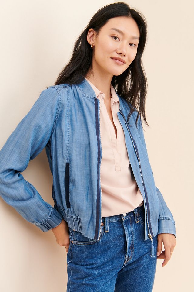 Current Air Chambray Bomber Jacket | Anthropologie