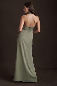 Slide View: 3: BHLDN Ruby Twist Halter Satin Gown