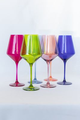 Estelle Colored Glass Mixed Stemware Set