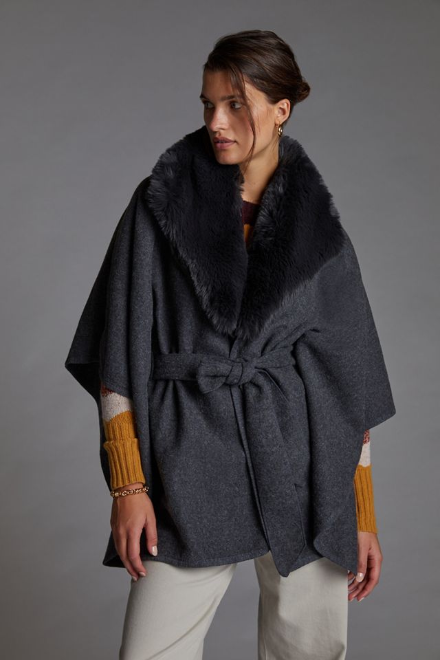 Faux Fur Belted Capelet Anthropologie
