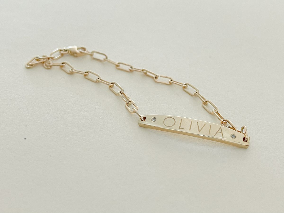 Slide View: 2: Starling Custom Engraved Diamond ID Bracelet