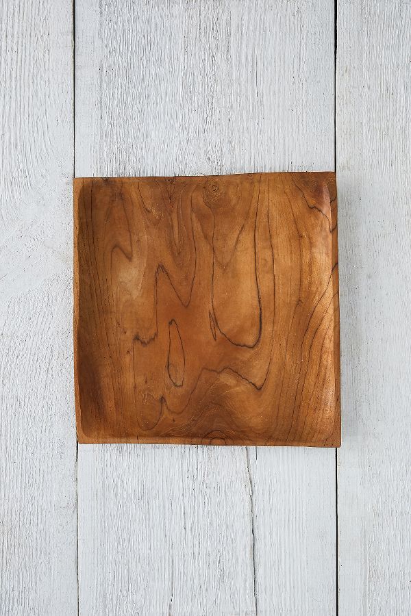 Slide View: 1: Square Teak Root Salad Plate