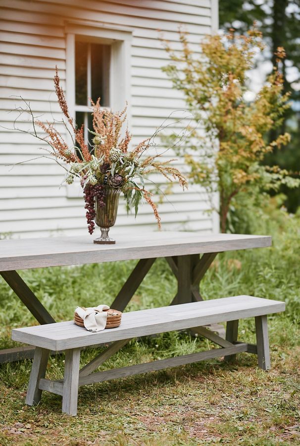 Slide View: 4: Braced Leg Teak Bench