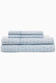 Slide View: 1: John Robshaw Kama Light Indigo Organic Sheet Set