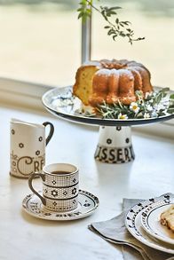 Slide View: 1: The Bistro Tile Stoneware Cake Stand