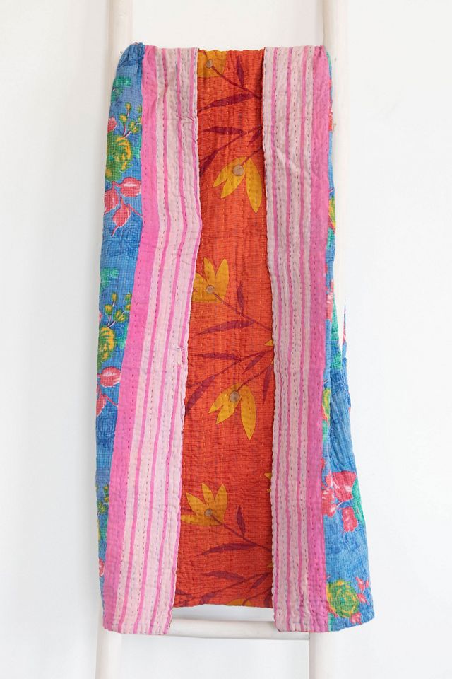 Connected Goods Oneofakind Kantha Quilted Throw Blanket No. 03897