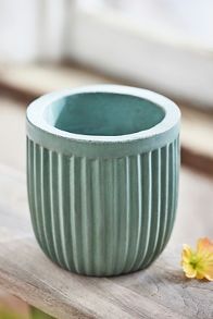 Slide View: 3: Fiber Concrete Barrel Pot, 7"